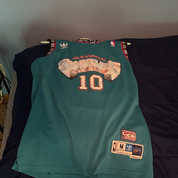 Adidas Teal and White Basketball Jersey - Picture 1 of 5